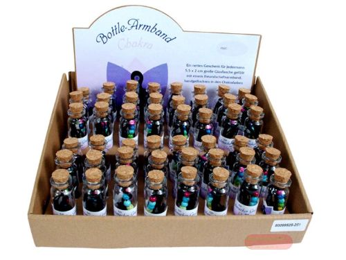 Bild von Chakra Message in the Bottle Armband, ca,6cm, im Display, mit Orts-Text - VE 48