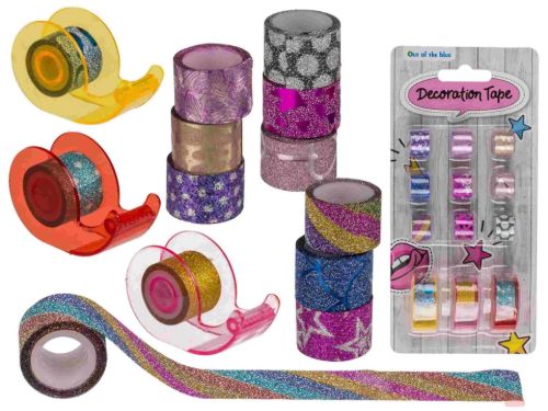 Bild von Deko-Klebeband Fancy, 13mm, 12er Set mit 3 Abrollern auf Blisterkarte - VE 12