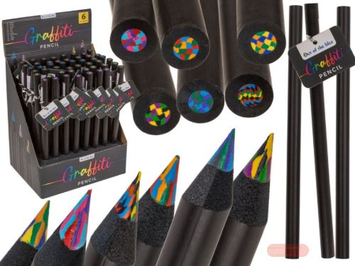 Bild von Bleistift Grafiti, ca.17cm, 6-fach gemischt im Display - VE 48