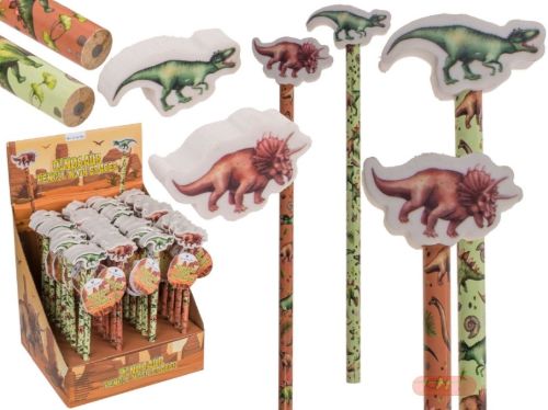 Bild von Bleistifte mit Radiergummi, Dinosaurier gemischt, ca.18cm, Display - VE 36