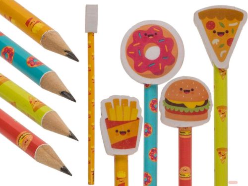Bild von Bleistifte mit Radiergummi, Fast Food gemischt, ca.18cm, Display - VE 36