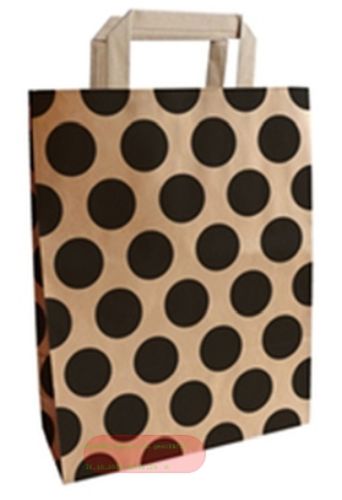 Bild von DOTS schwarz, Tragtaschen aus Kraftpapier mit Henkel ,22x28x11cm - VE 10