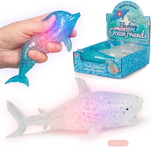 Bild von FLASHING JELLYBALL OCEAN, Delphin/Hai, inkl. Batterien, ca.19cm, Display - VE 12