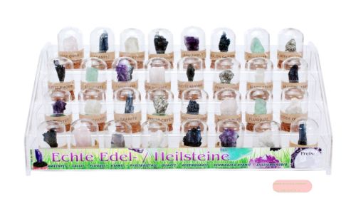Bild von Echte Edelsteine mit Glaskuppel mehrfach gemischt im Display - VE 32