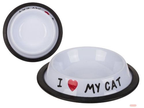 Bild von Edelstahl Futternapf, I love my cat, ca.15,5x3,5cm - VE 6