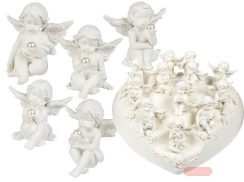 Bild von Engel mit Perle aus Polyresin, ca.5cm, 12-fach ass. mit Herzdisplay - VE 96