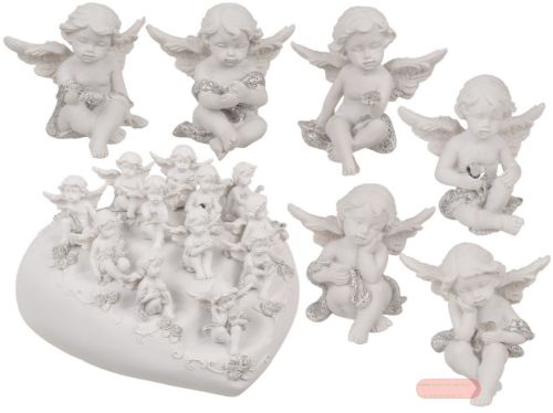 Bild von Engel sitzend mit Kristall-Herz, polyresin, ca.5cm, 12-fach ass., mit Herzdisplay - VE 96