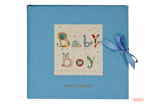 Bild von Enkelkindalbum Leinen Baby Boy mit Karte, 25x25cm, 60 S.weiss