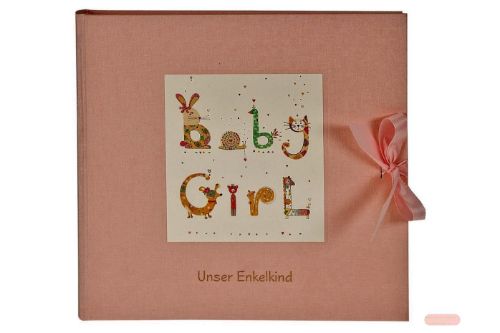 Bild von Enkelkindalbum Leinen Baby Girl mit Karte, 25x25cm, 60 S.weiss