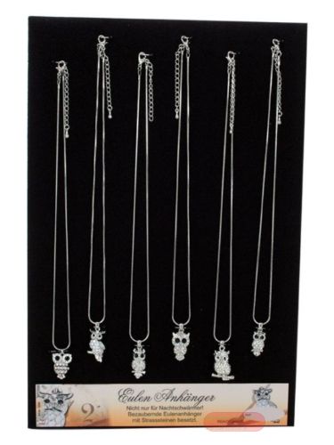 Bild von Eulenanhänger mit Schlangenkette, 45cm, aus Metall mit Strass, mit Display - VE 24