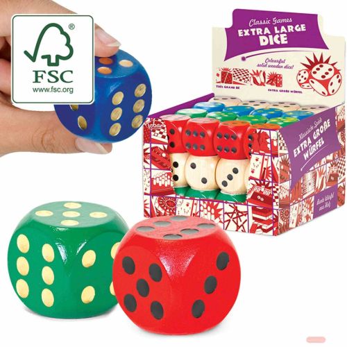 Bild von EXTRA LARGE DICE, Holzwürfel ca.3cm, mehrfach gemischt, Display - VE 48