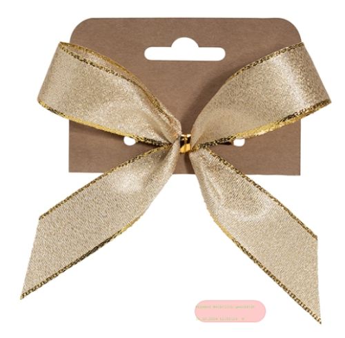 Bild von Fertigschleife 25mm handgebunden, Band gold - VE 10