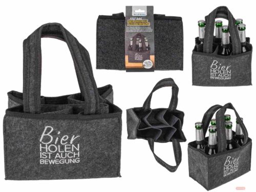 Bild von Filz-Flaschenhalter für 6 Flaschen Bier holen ist auch Bewegung, ca.24x14x15cm - VE 6