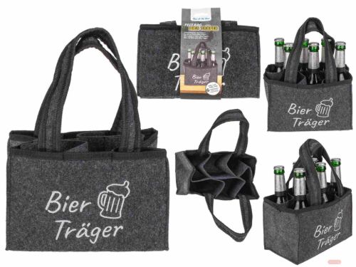 Bild von Filz-Flaschenhalter für 6 Flaschen Bier Träger, ca.24x14x15cm - VE 6