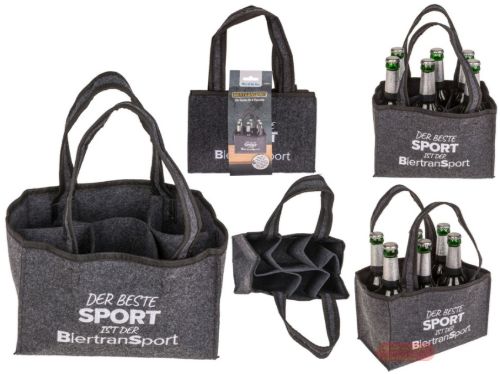 Bild von Filz-Flaschenhalter für 6 Flaschen Biertransport ca.24x14x15cm - VE 6