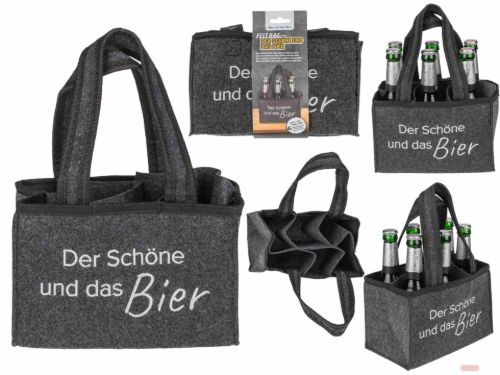 Bild von Filz-Flaschenhalter für 6 Flaschen Der Schöne und das Bier, ca.24x14x15cm - VE 6