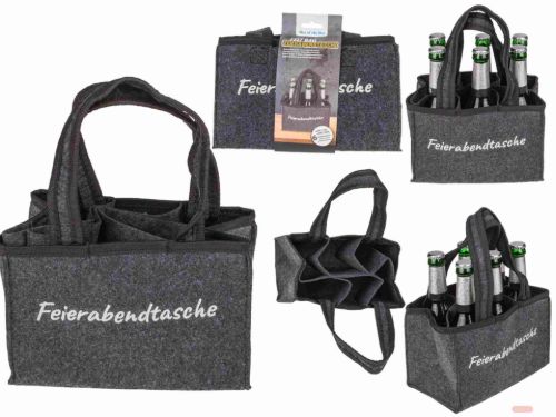 Bild von Filz-Flaschenhalter für 6 Flaschen Feierabendtasche, ca.24x14x15cm - VE 6