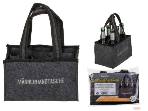 Bild von Filz-Flaschenhalter für 6 Flaschen Männerhandtasche, ca.24x14x15cm - VE 6