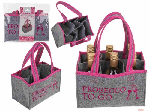 Bild von Filz-Flaschenhalter für 6 Flaschen Prosecco to go, ca.24x14x15cm - VE 6