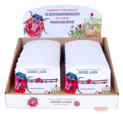 Bild von Fimo Glückarmbänder Marienkäfer auf Karte, im Display - VE 36