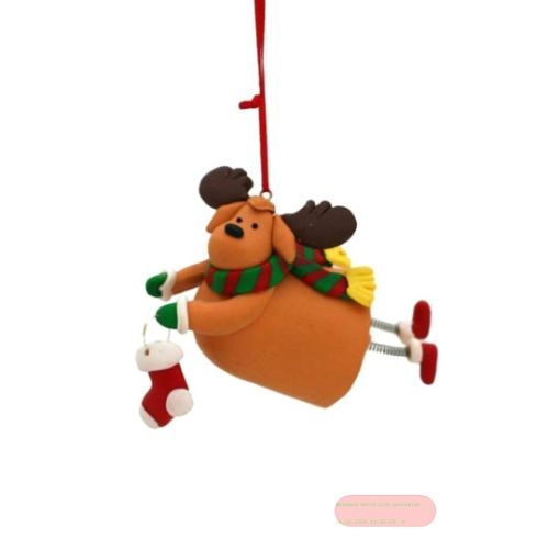 Bild von Fimo-Hänger Rentier fliegend, ca.8x4x9cm - VE 12