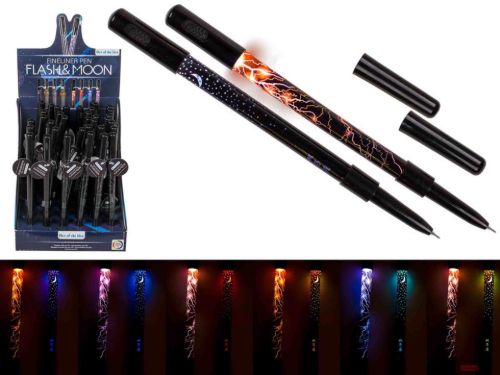 Bild von Fineliner-Stift, Flash & Moon mit LED, ca.19cm, Kunststoff, gemischt, Display - VE 36 (SR)