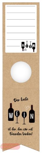 Bild von Flaschenhänger 70mm x 280mm, Bester Wein natur matt - VE 10