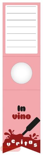 Bild von Flaschenhänger 70mm x 280mm, In vino veritas rosa matt - VE 10