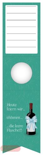 Bild von Flaschenhänger 70mm x 280mm, Leere Flasche petrol matt - VE 10