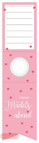 Bild von Flaschenhänger 70mm x 280mm, Mädelsabend rosa matt - VE 10