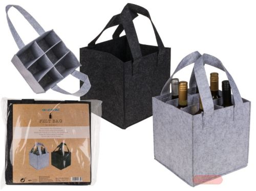 Bild von Fliz Weintasche 6er Fach, ca.24x24x24cm, zwei farben gemischt, im Beutel - VE 6