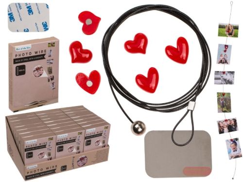 Bild von Fotodraht aus Stahl mit 6 Magneten Herz, 150cm x 1,2mm, im Display - VE 24