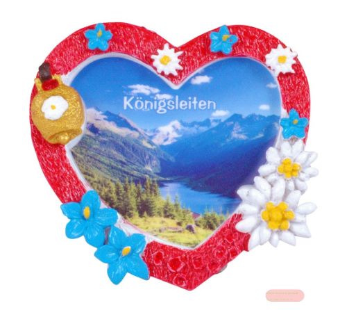 Bild von Foto-Magnet Souvenir, polyresin, Alpenherz, ca.6x7cm, Bild/Text nach Wunsch - VE 36