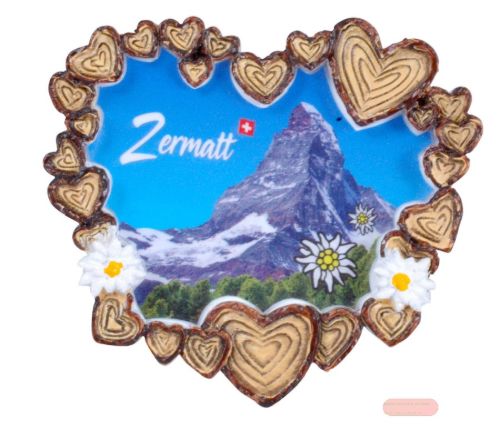 Bild von Foto-Magnet Souvenir, polyresin, Herzrahmen, ca.6x7cm, Bild/Text nach Wunsch - VE 36