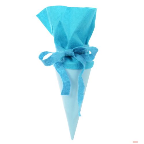 Bild von Geschenk/Basteltüte 15cm, mit Filzmanschette, eisblau - VE 10