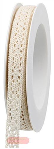 Bild von Geschenkband auf Spule, 15mm x 1m, Spitze creme - VE 6
