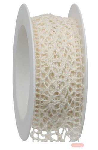 Bild von Geschenkband auf Spule, 25mm x 1m, Spitze creme - VE 6
