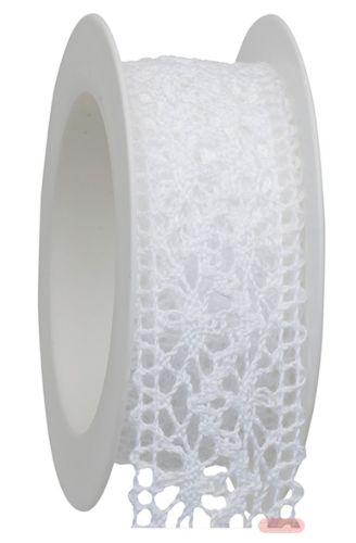 Bild von Geschenkband auf Spule, 25mm x 1m, Spitze weiss - VE 6