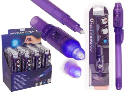 Bild von Geheimstift mit unsichtbarer Tinte & UV-Licht,  im Display - VE 24