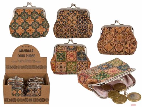 Bild von Geldbörse aus Kork, Mandala, ca.9x8cm, 4-fach sortiert - VE 12
