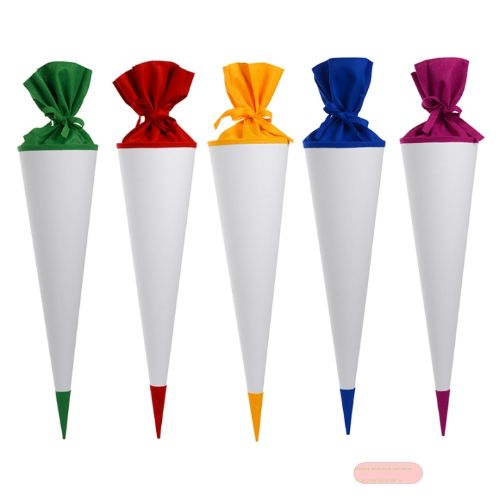 Bild von Geschenk/Bastelschultüte 70cm, weiss, mit Filzmanschette in 5 Farben ass. - VE 5