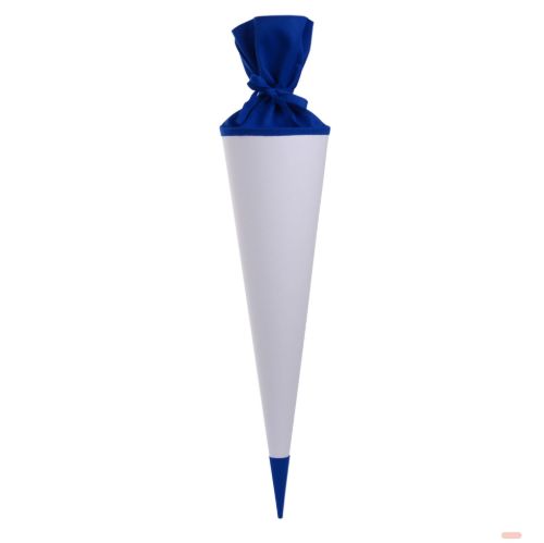 Bild von Geschenk/Bastelschultüte 70cm, weiss., mit Filzmanschette in blau - VE 5