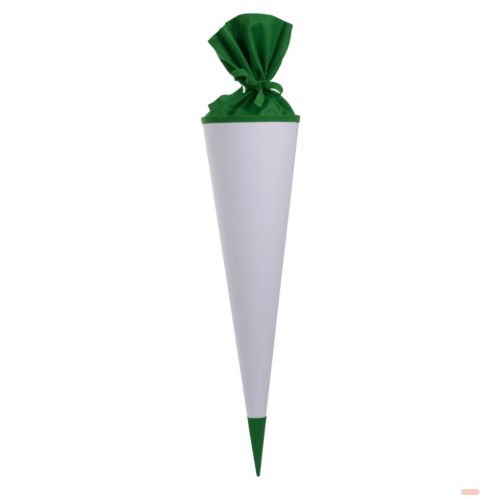 Bild von Geschenk/Bastelschultüte 70cm, weiss., mit Filzmanschette in grün - VE 5