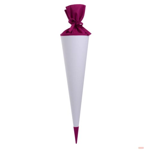 Bild von Geschenk/Bastelschultüte 70cm, weiss., mit Filzmanschette in pink - VE 5