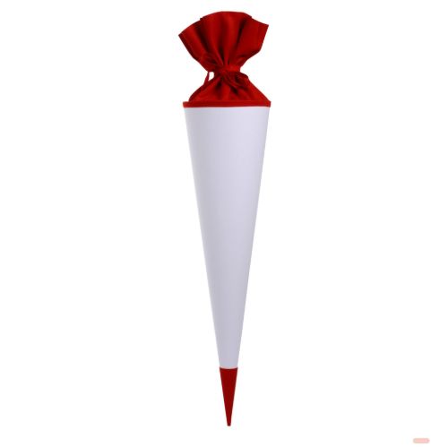 Bild von Geschenk/Bastelschultüte 70cm, weiss., mit Filzmanschette in rot - VE 5