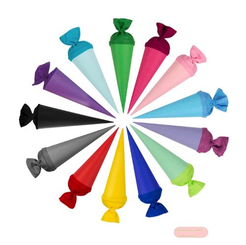 Bild von Geschenk/Basteltüte 15cm, 10-fach ass., mit Filzmanschette - VE 20