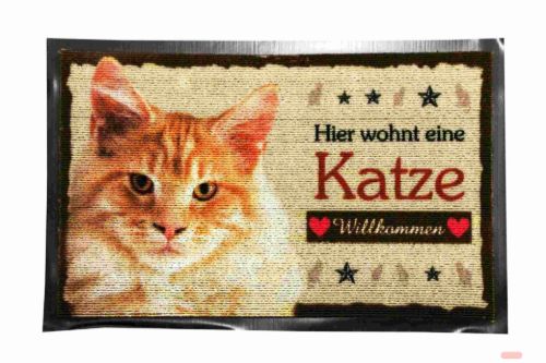 Bild von Fussmatte 37,5x58cm, Kautschuk/Polyester, Katze Ingwer - VE 2