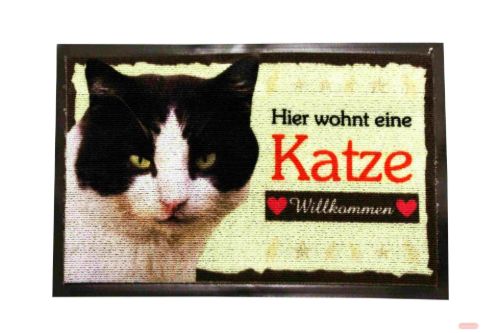Bild von Fussmatte 37,5x58cm, Kautschuk/Polyester, Katze schwarz/weiss - VE 2