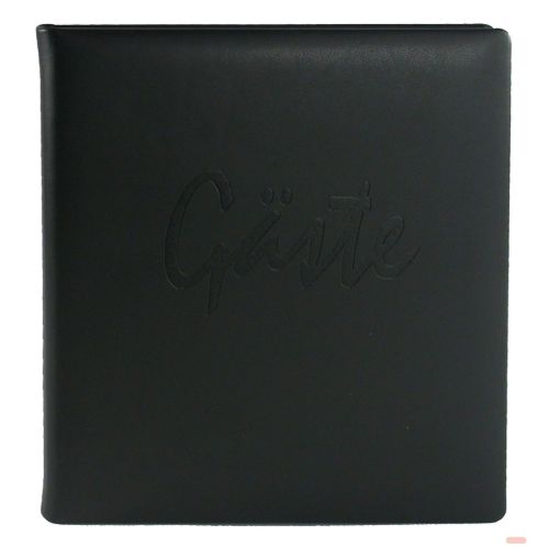 Bild von Gästebuch mit 176 Seiten weiss, 23x25cm, Goldschnitt, Leder, Roma schwarz