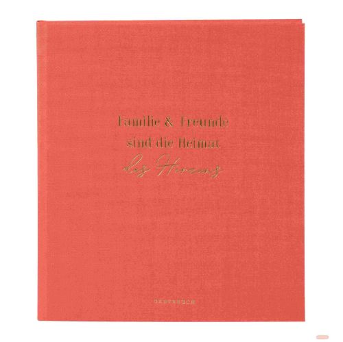 Bild von Gästebuch mit 176 Seiten weiss, 23x25cm, Wortreich koralle